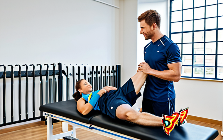 스포츠재활사 취업 성공 스토리 - Sports Rehabilitation Clinic**

"A brightly lit, modern sports rehabilitation clinic interior, showc...