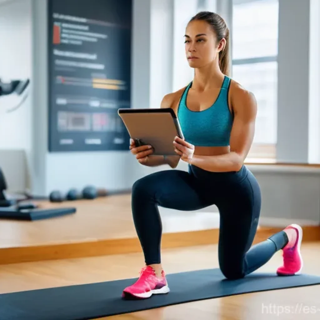 스포츠재활사의 세부 직무 소개 - **Prompt:** A detailed, brightly lit indoor scene in a modern sports rehabilitation clinic. A female...