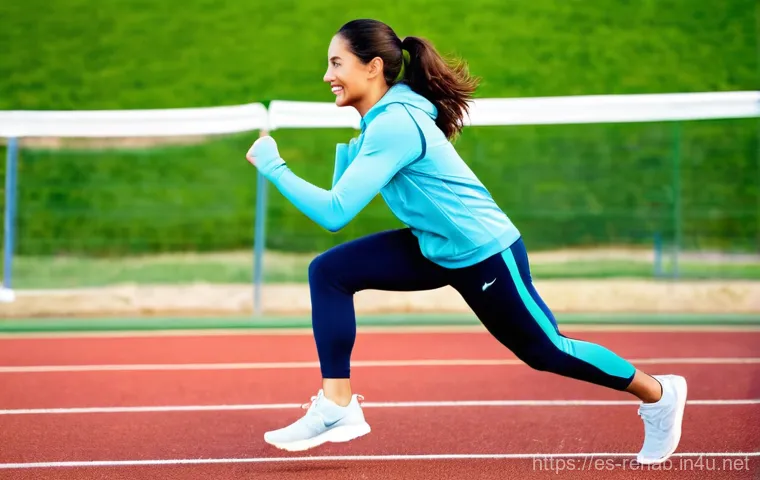 스포츠재활사의 세부 직무 소개 - **Prompt:** A vibrant and dynamic image set in a state-of-the-art rehabilitation gym. A male athlete...