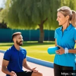 스포츠재활사로 프리랜서 활동하기 - A professional freelance sports physiotherapist conducting a rehabilitation session outdoors with a ...